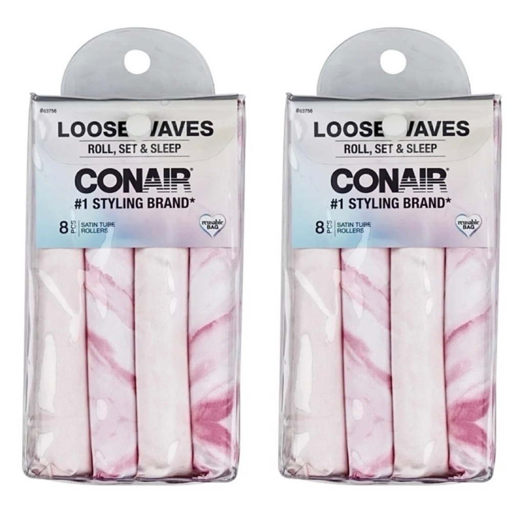 16pc Conair Loose Waves Satin Tube Rollers 2 8-packs NEW